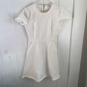 Good condition. Size small white denim, mini dress.